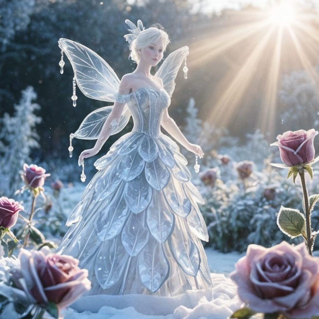 Glass Fairy in Frosted Garden Ballgown