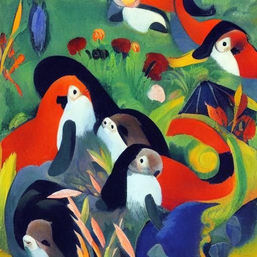 Expressive Otters in Early 20th-Century Style