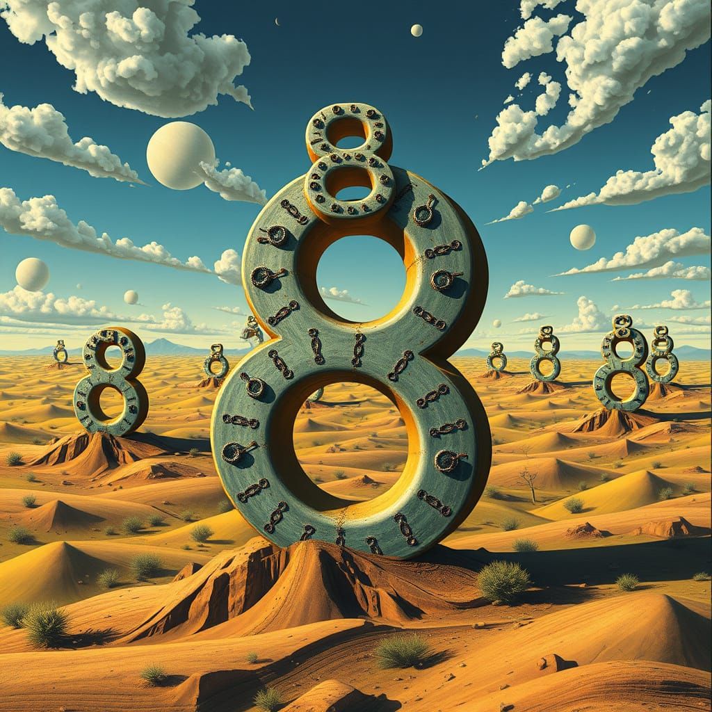 Surreal Infinity Loop of Eight Eating Eights in Dali Style