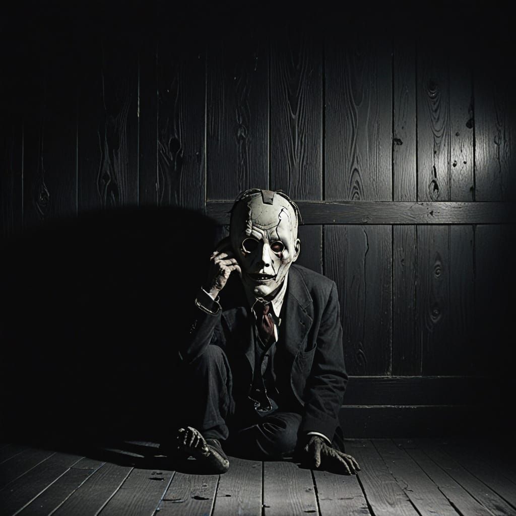 Film Noir Still in High Contrast Black and White