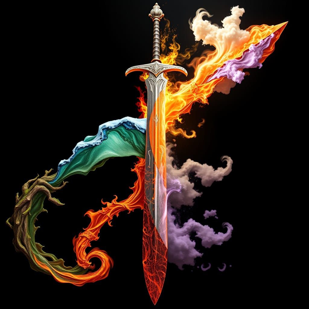 Epic Elemental Greatsword in Cyberpunk Style