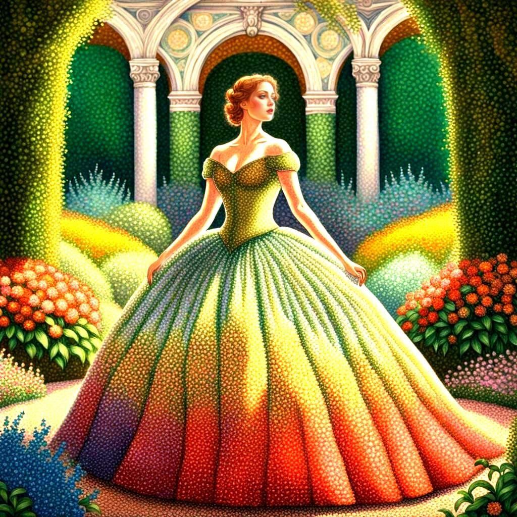 Detailed Pointillism Art with Lush Color