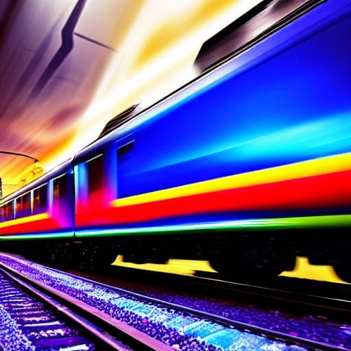 Futuristic Train Concept Art in Cyberpunk Style