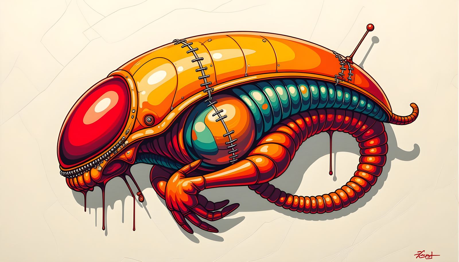 Dissected Alien Embryo: Pop Art Technical Illustration