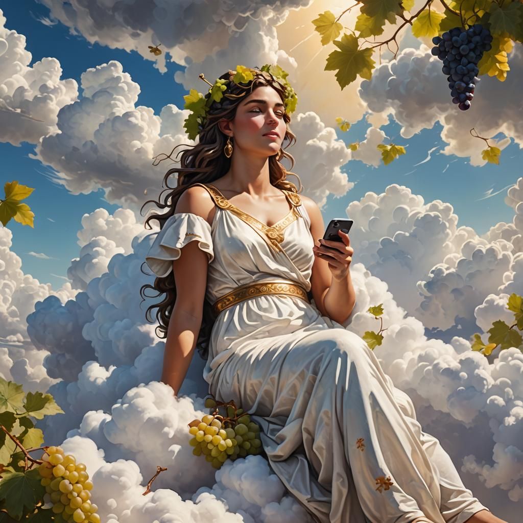 Greek Goddess Relaxing in the Clouds
