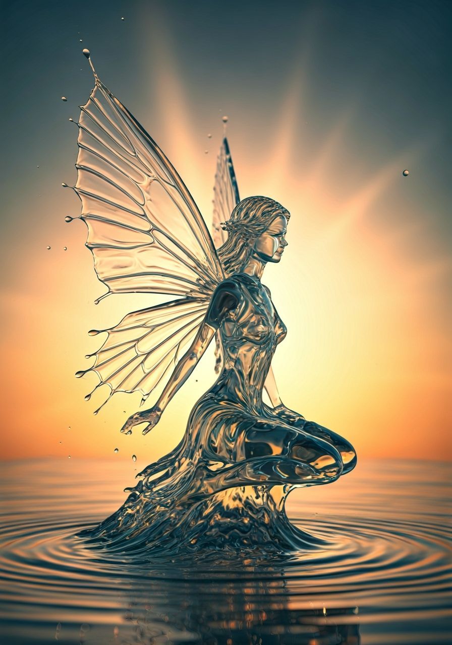 Water Fairy Sculpture in Autumn Sunbeams