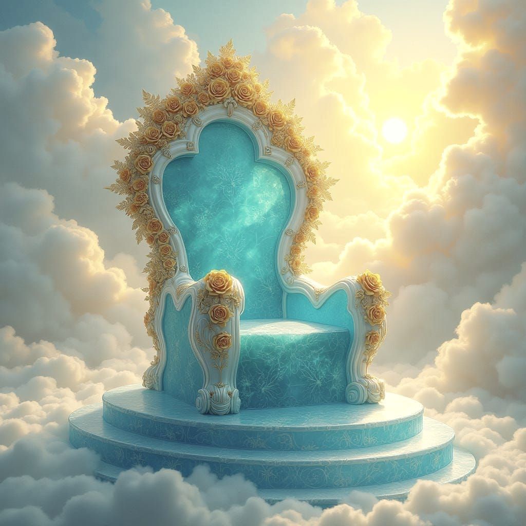 Turquoise Crystal Throne with Golden Roses