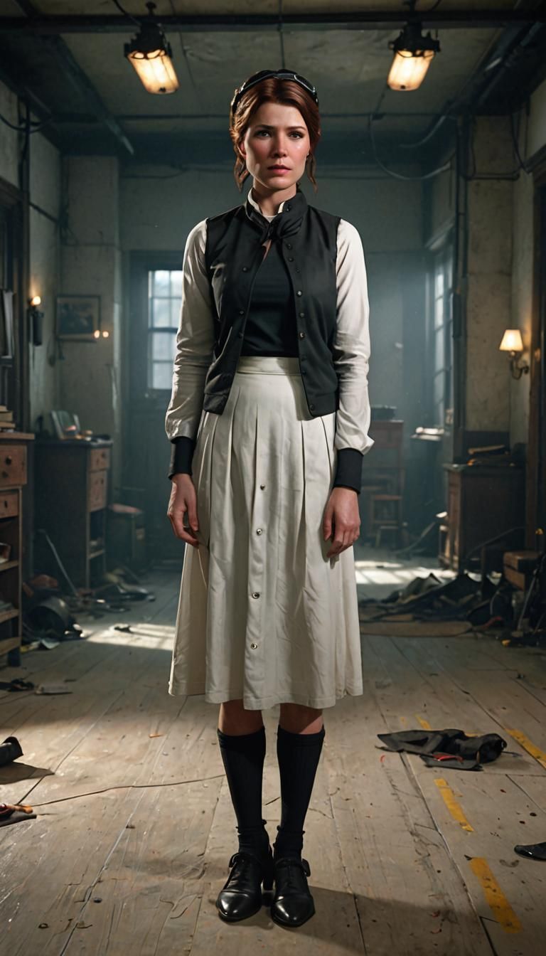 Tired Jewel Staite in Elegant Attire, Epic 3D Style