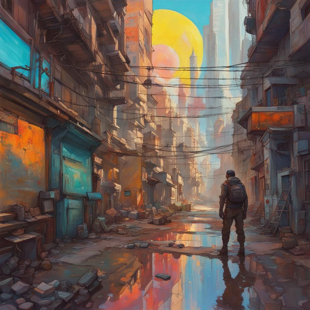 Cyberpunk Renaissance Watercolor Painting, Trending on Artst...