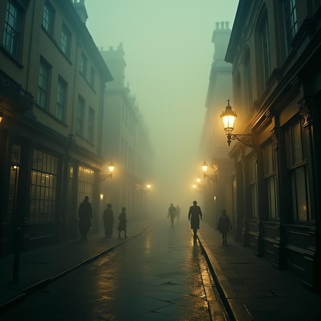 Foggy Victorian London Street in Cinematic Style