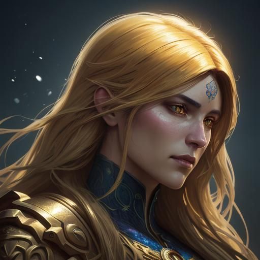 Ornate Armored Portrait in Hyper-Realistic Digital Art