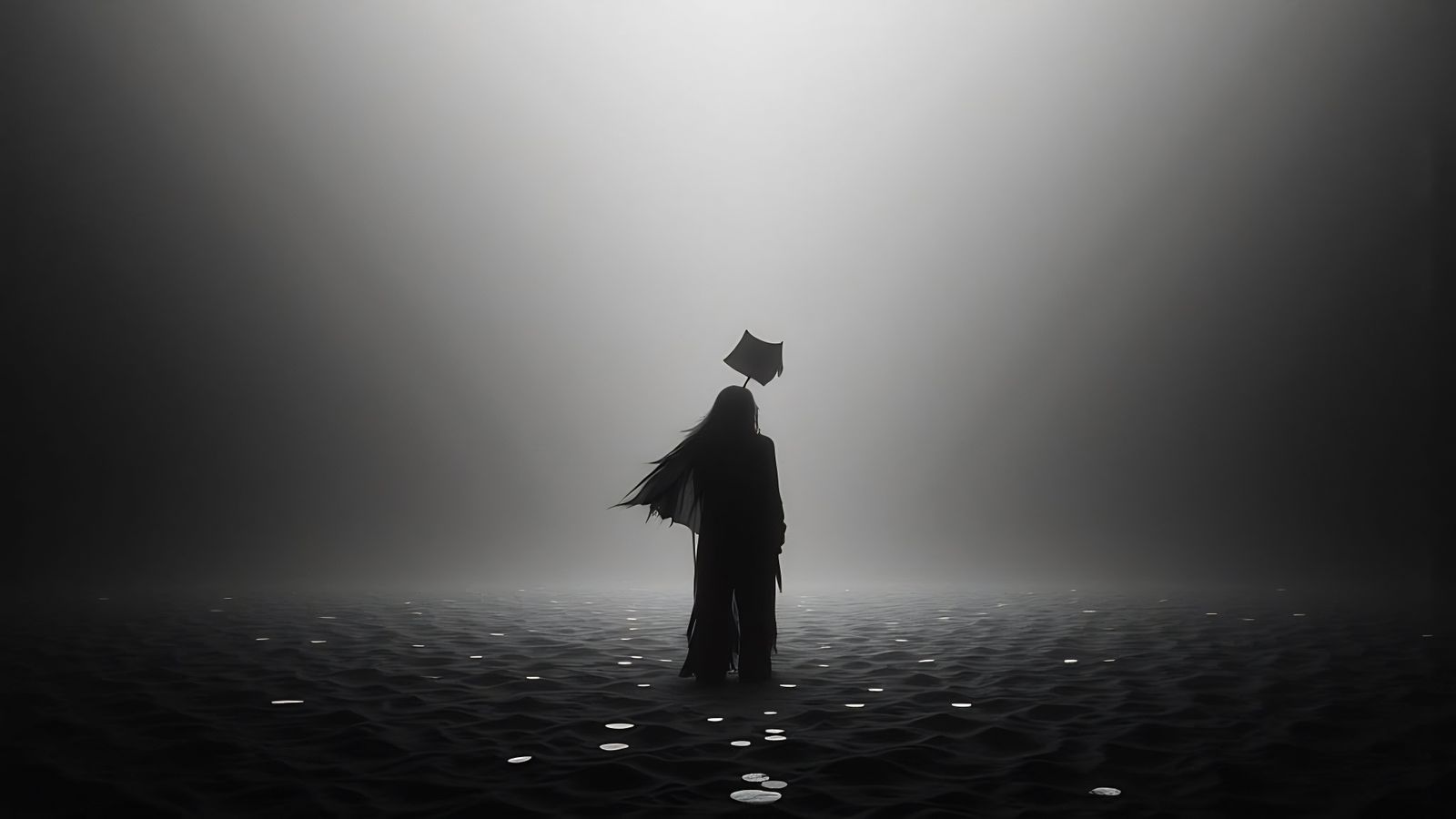 Minimalist Black and White Scene of Bleak Separation