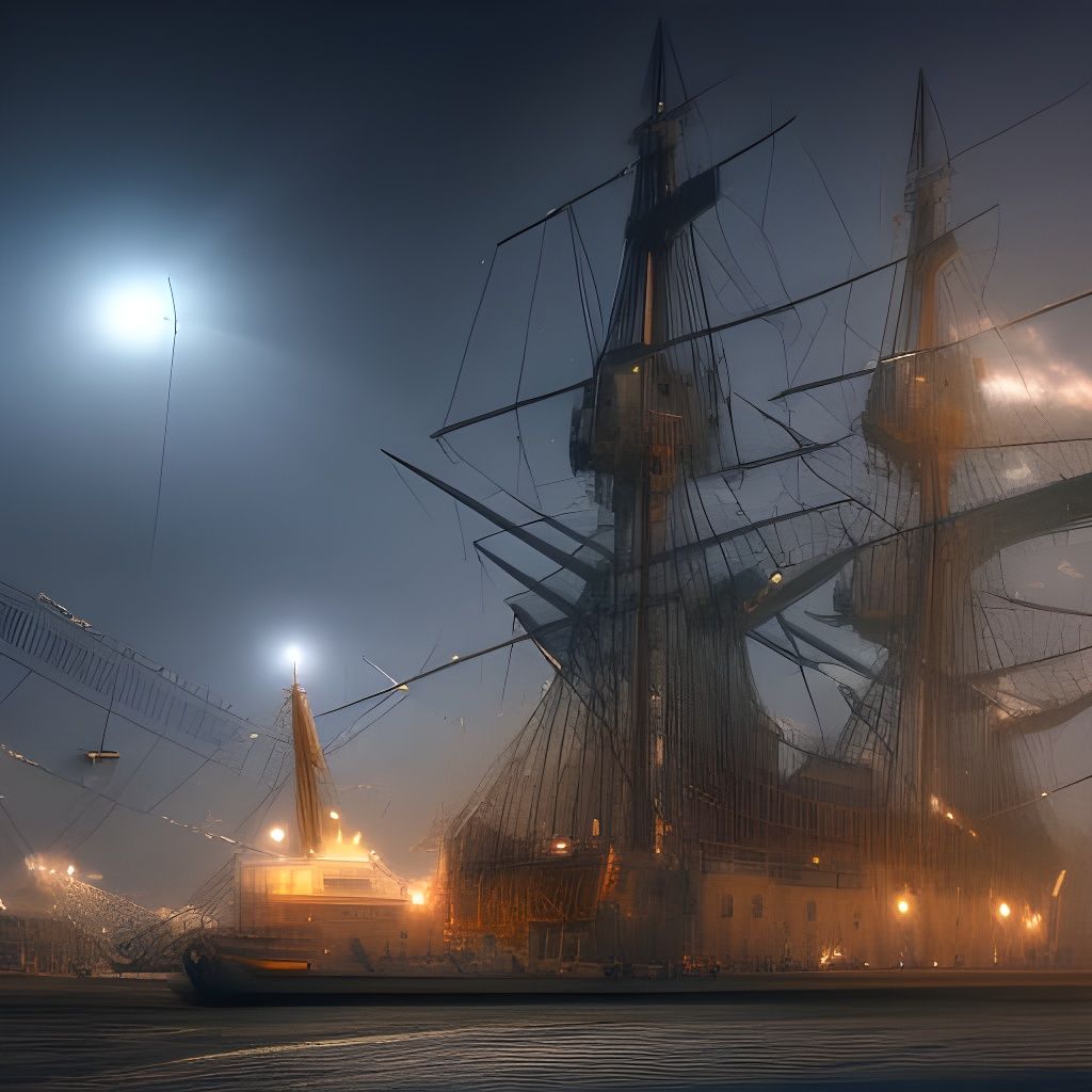 Majestic Steampunk Airship Shines in Mooring Yard