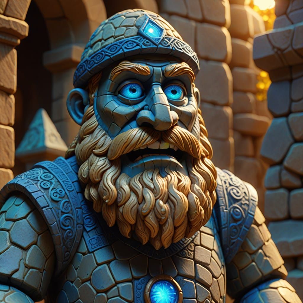Stone Golem Rabbi as Pixar Figurine