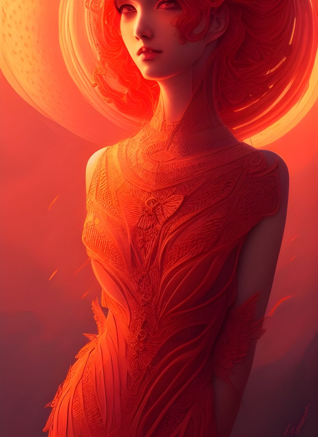 Lava Goddess Portrait in Hyperrealistic Style