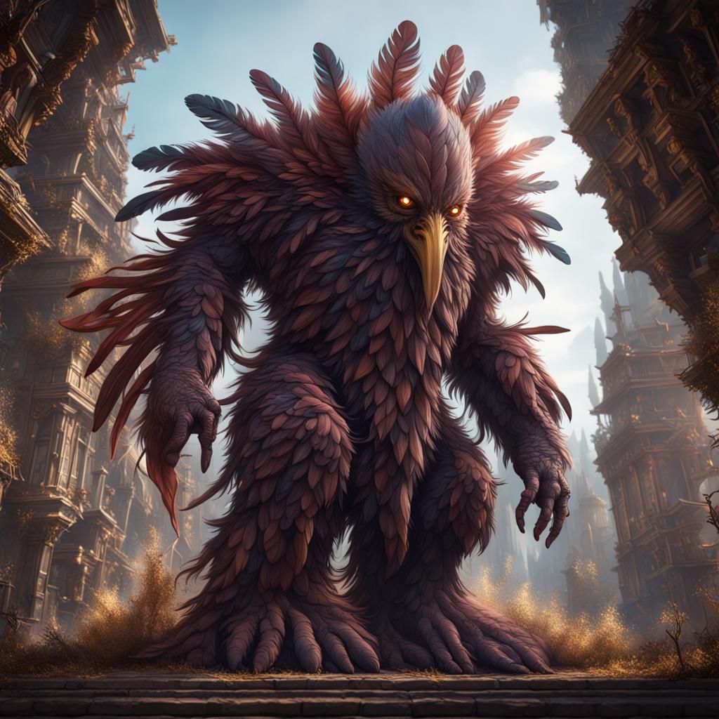 Detailed Feather Golem Fantasy Concept Art