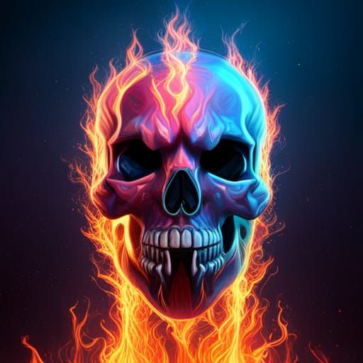 Fiery Fractured Skull: Fantasy Concept Art