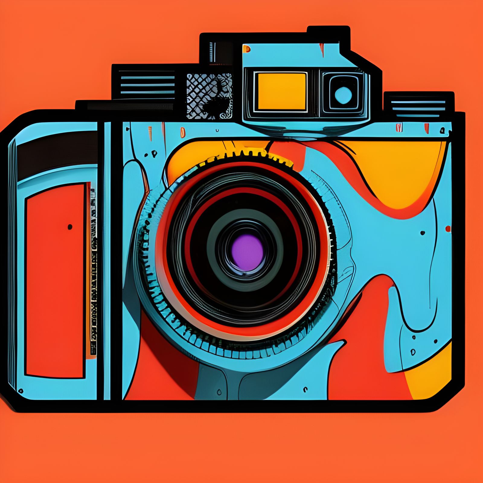Retro Camera in Geometric Bauhaus Pop Art