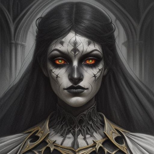 Ethereal Woman in Decaying Gothic Cathedral