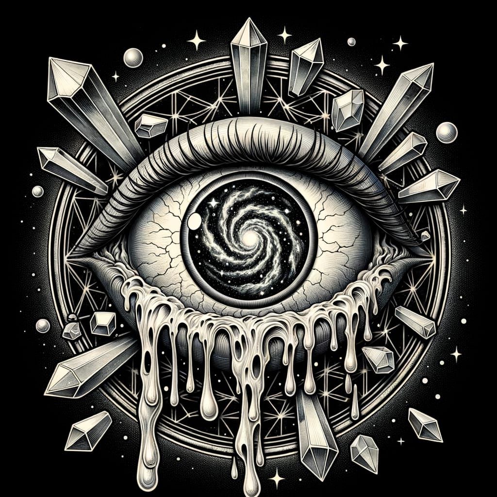 Melting Eyeball Galaxy Drips Stars Into Crystal Art