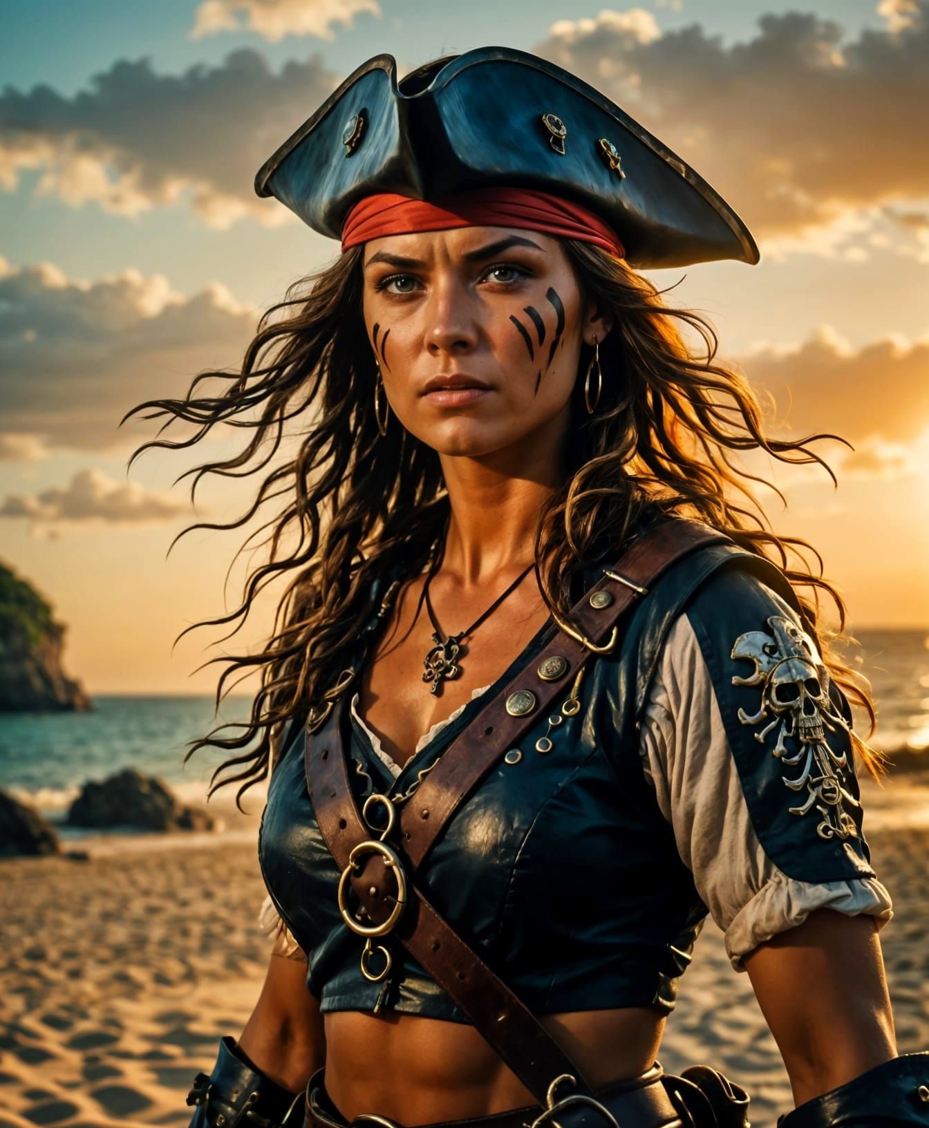 Female Pirate Warrior Ready for Combat in 3D