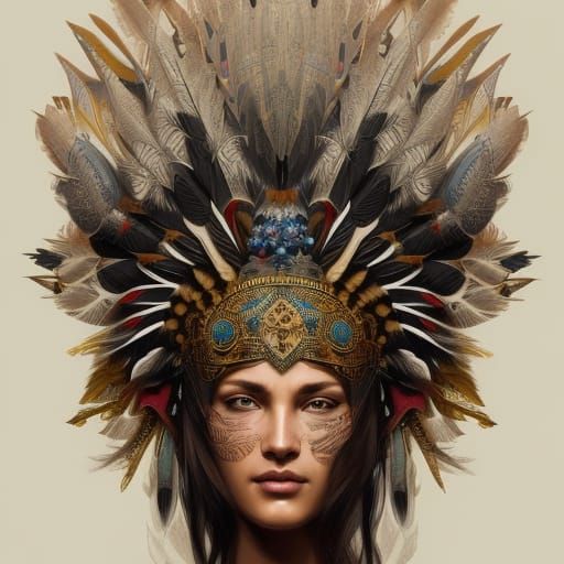 Eagle in Tribal Headdress: Detailed Concept Art
