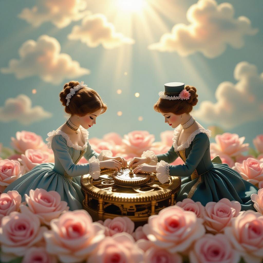 Edwardian Clockwork Fairies in Divine Light