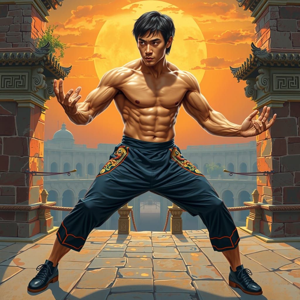 Martial Arts Master in Epic Kung Fu Stance