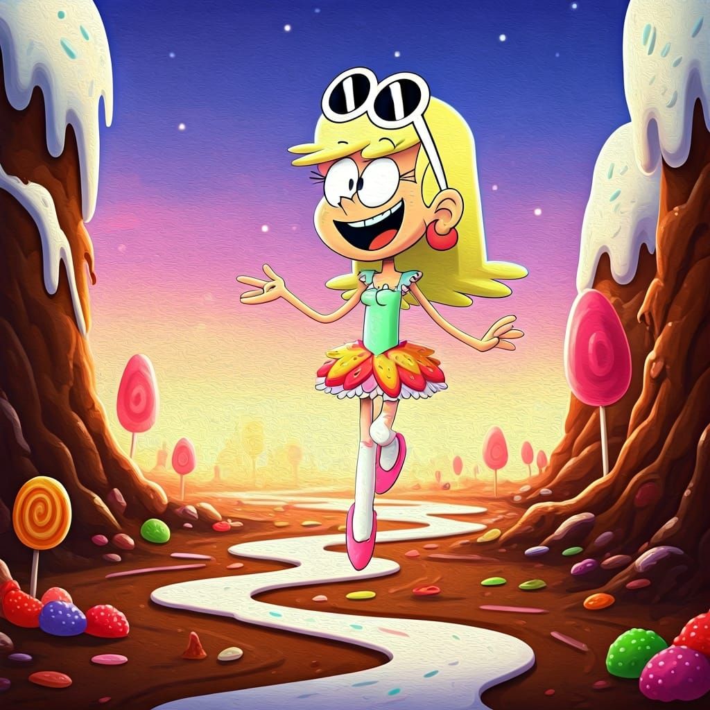 Imagine Leni Loud from The Loud House as a candy fairy, flut...