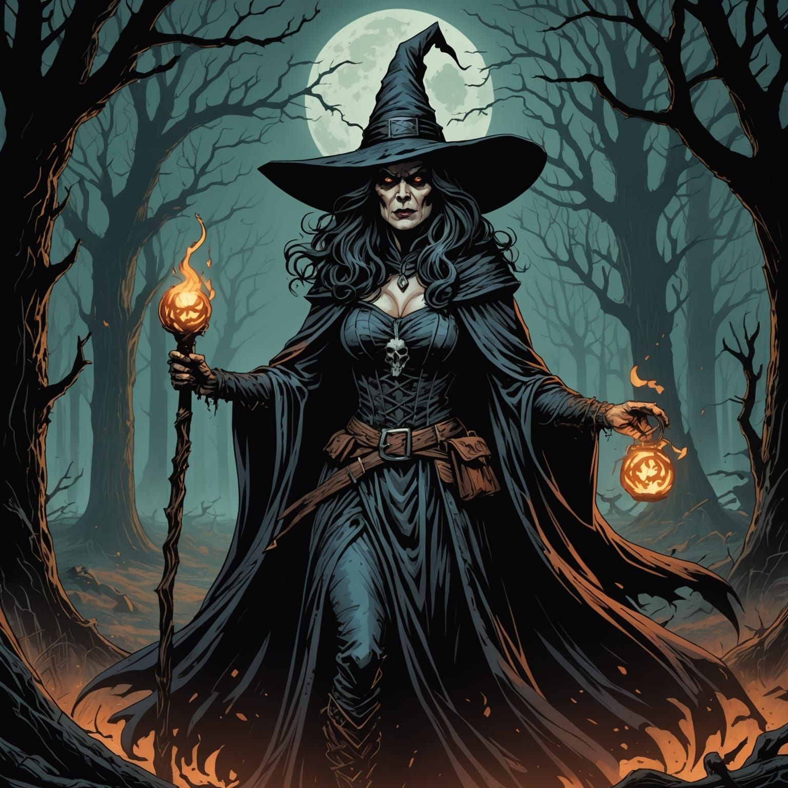 Horror Comic Art: Dark Old Witch