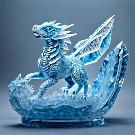 Icy Dragon Emerges with Glass Glow Effect