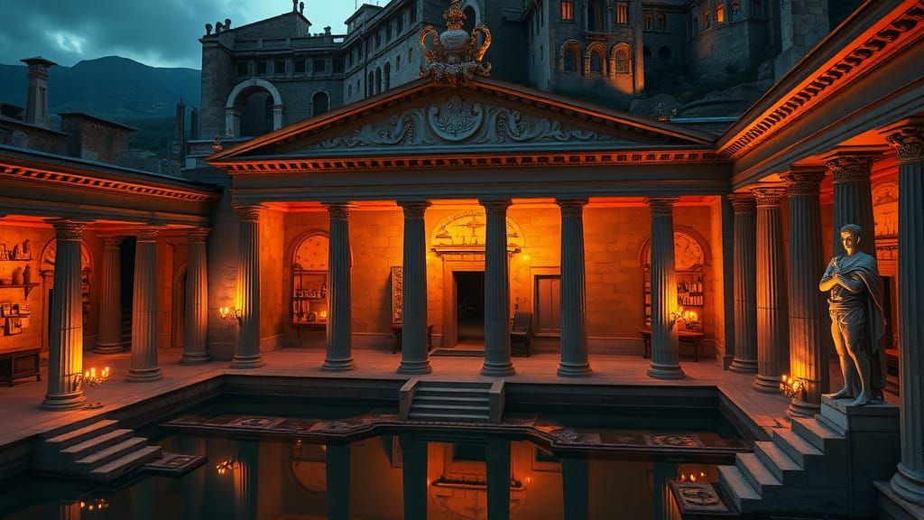 Ancient Roman Caracalla Thermae in Dramatic Cinematic Style