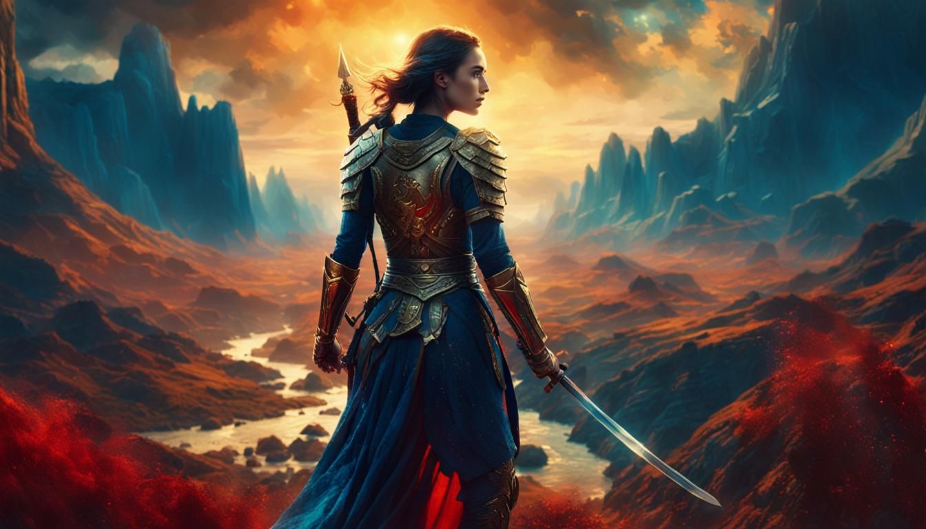 Heroic Woman Warrior in Epic Digital Painting