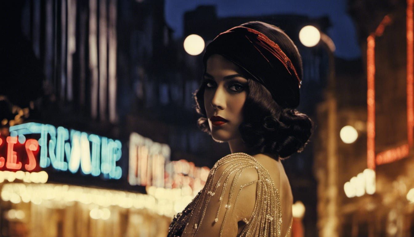 Mexican Flapper Portrait in Film Noir Style
