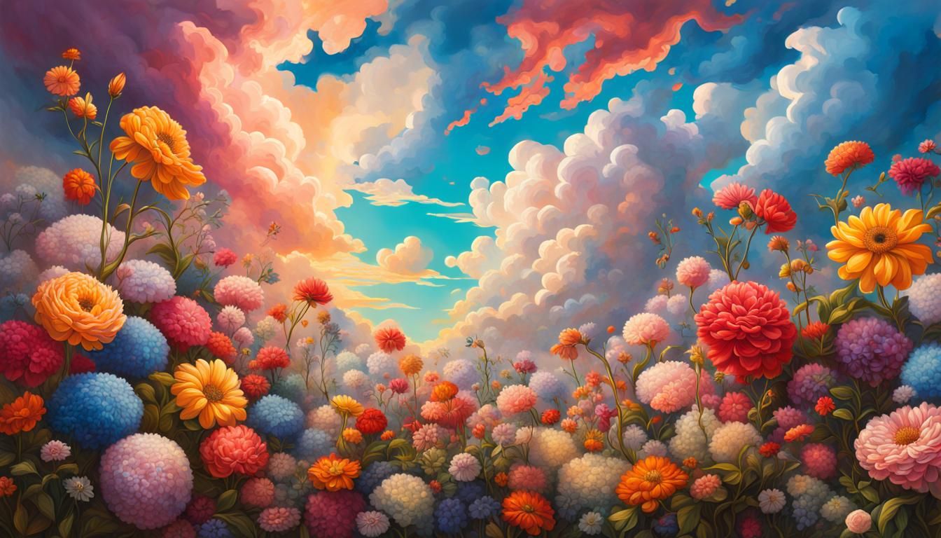 Extravagant Floral Garden in Hyperrealistic Style