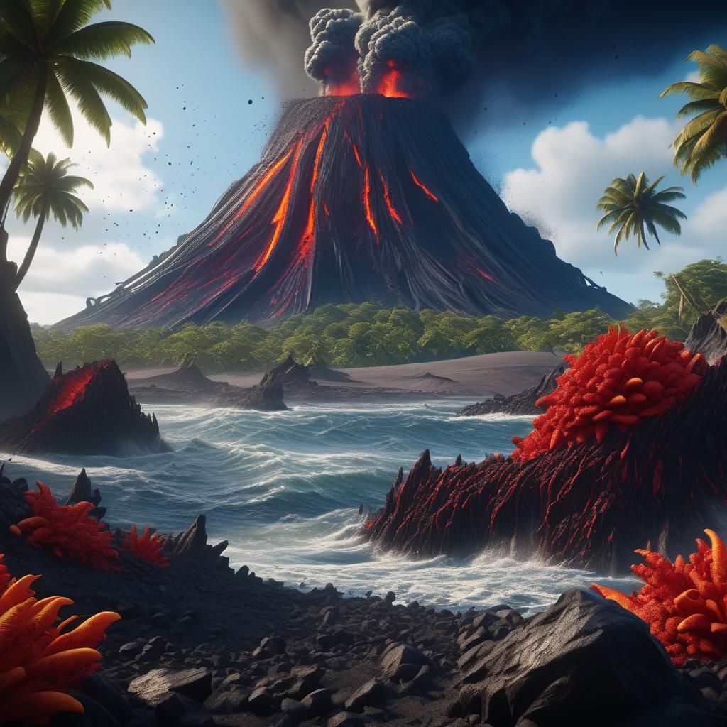 Krakatoa Eruption: Detailed Matte Painting in Unreal Engine