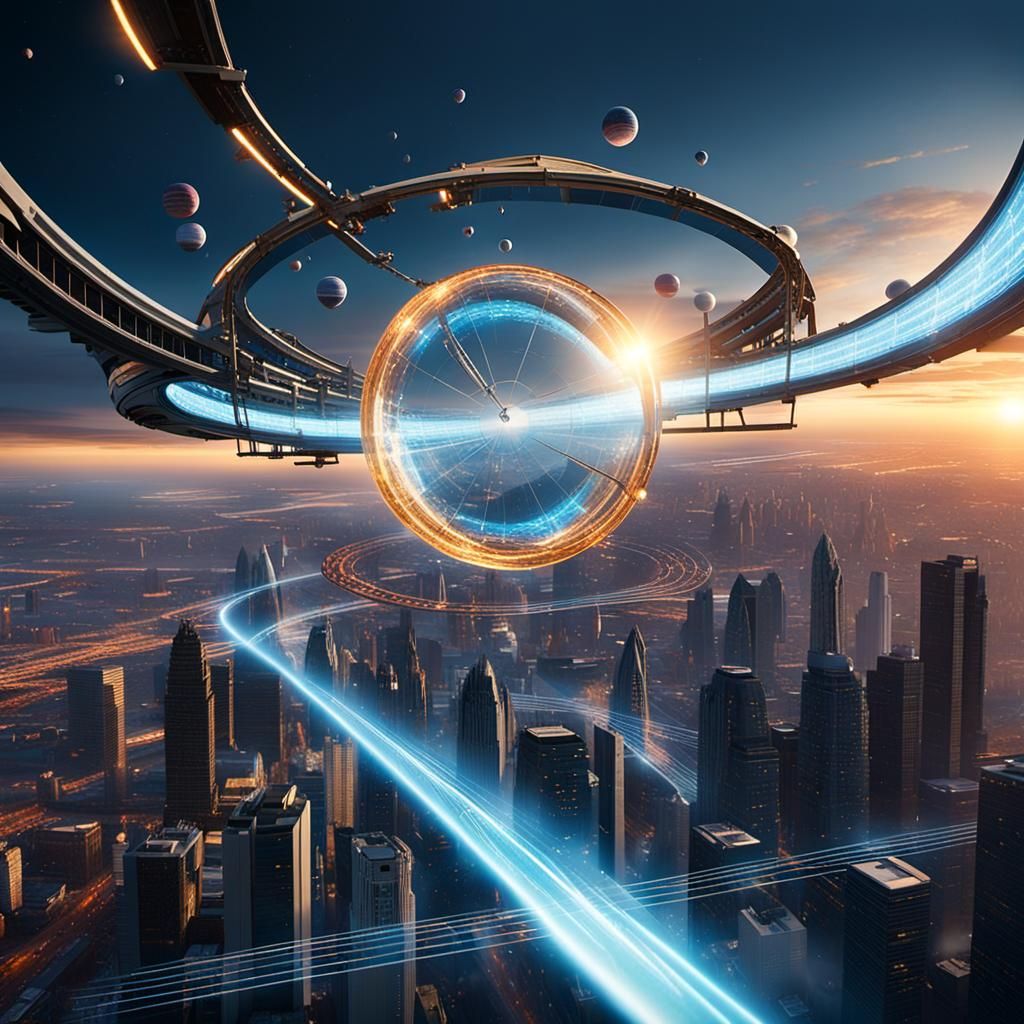 Futuristic Anti-Gravity Technology with Geometric Aurora