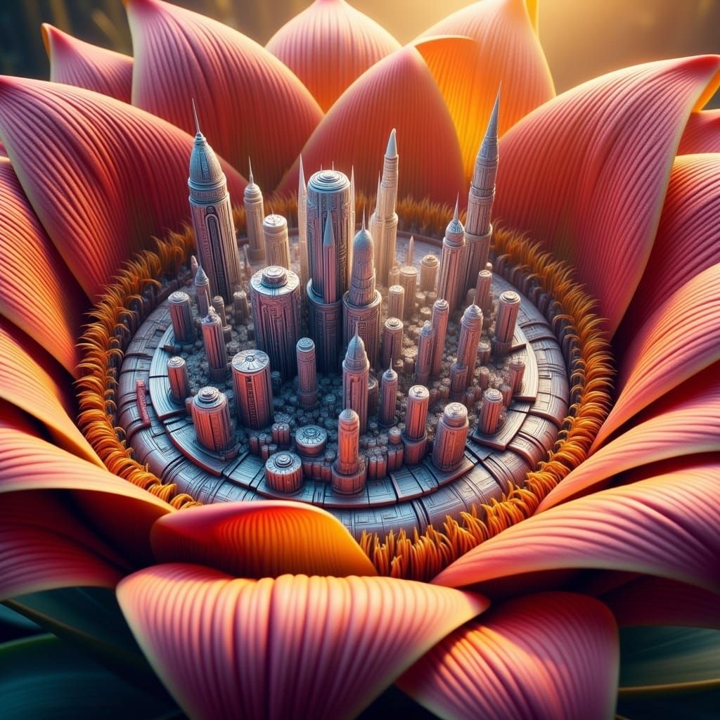 Las Vegas Cityscape Inside a Flower