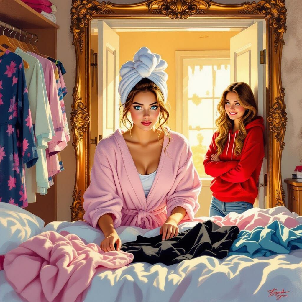 Caught in a Lie: Impressionist Bedroom Scene