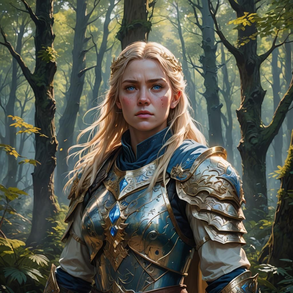 Hyperrealistic War Cleric in Forest Concept Art
