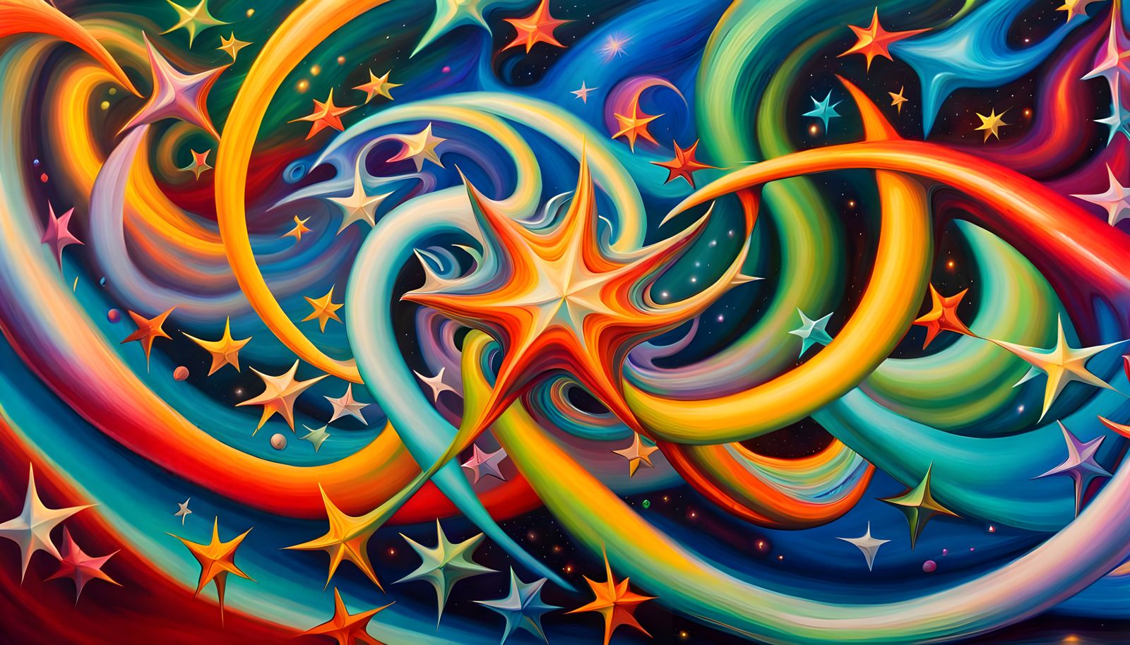 Iridescent Plasma Filament in Antipasto Oil Painting