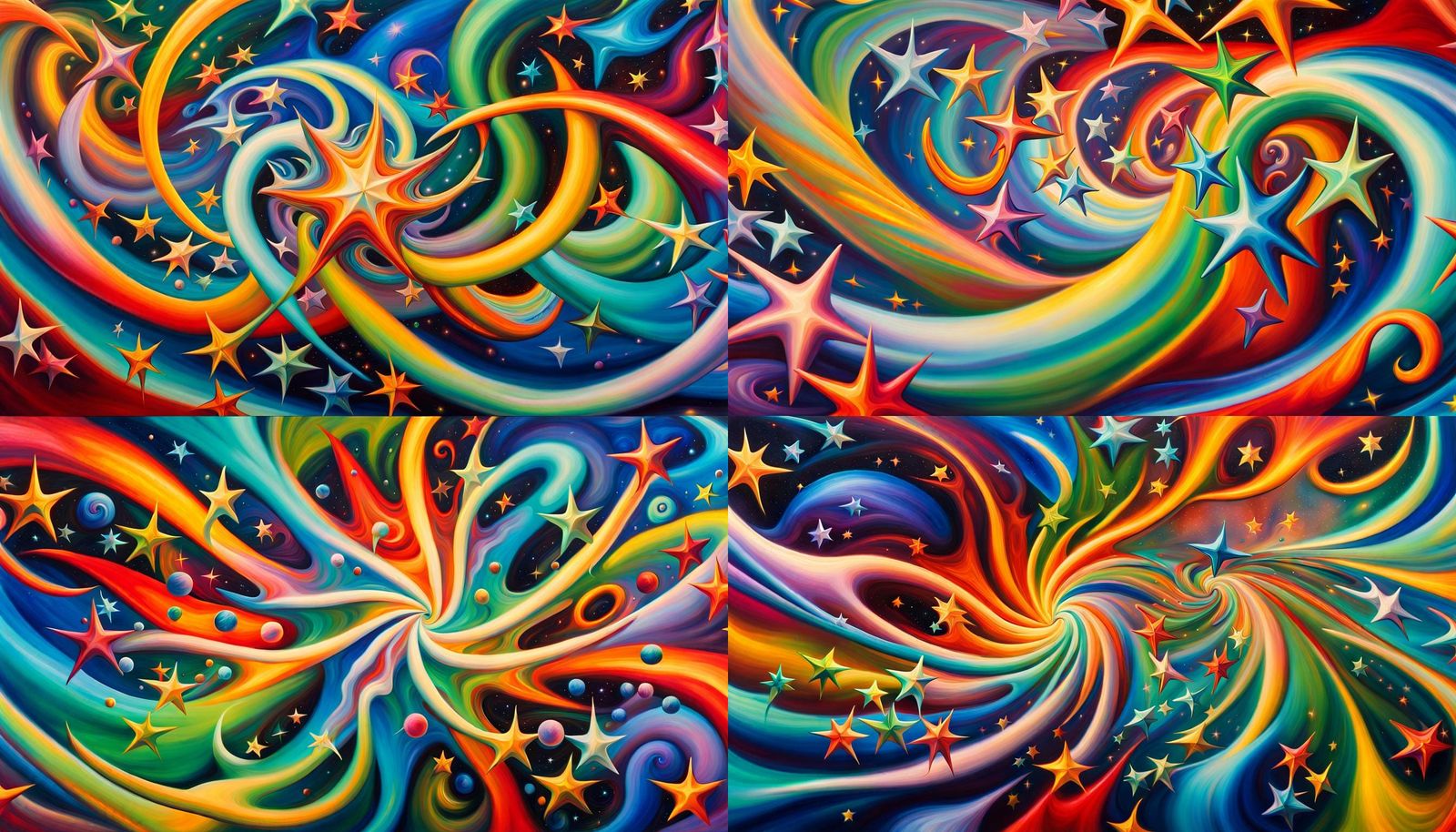 Iridescent Plasma Filament Star Cluster: Oil Painting