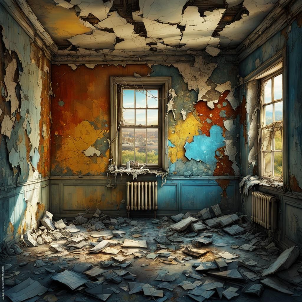 Abandoned Home with Painting in Luminism Style