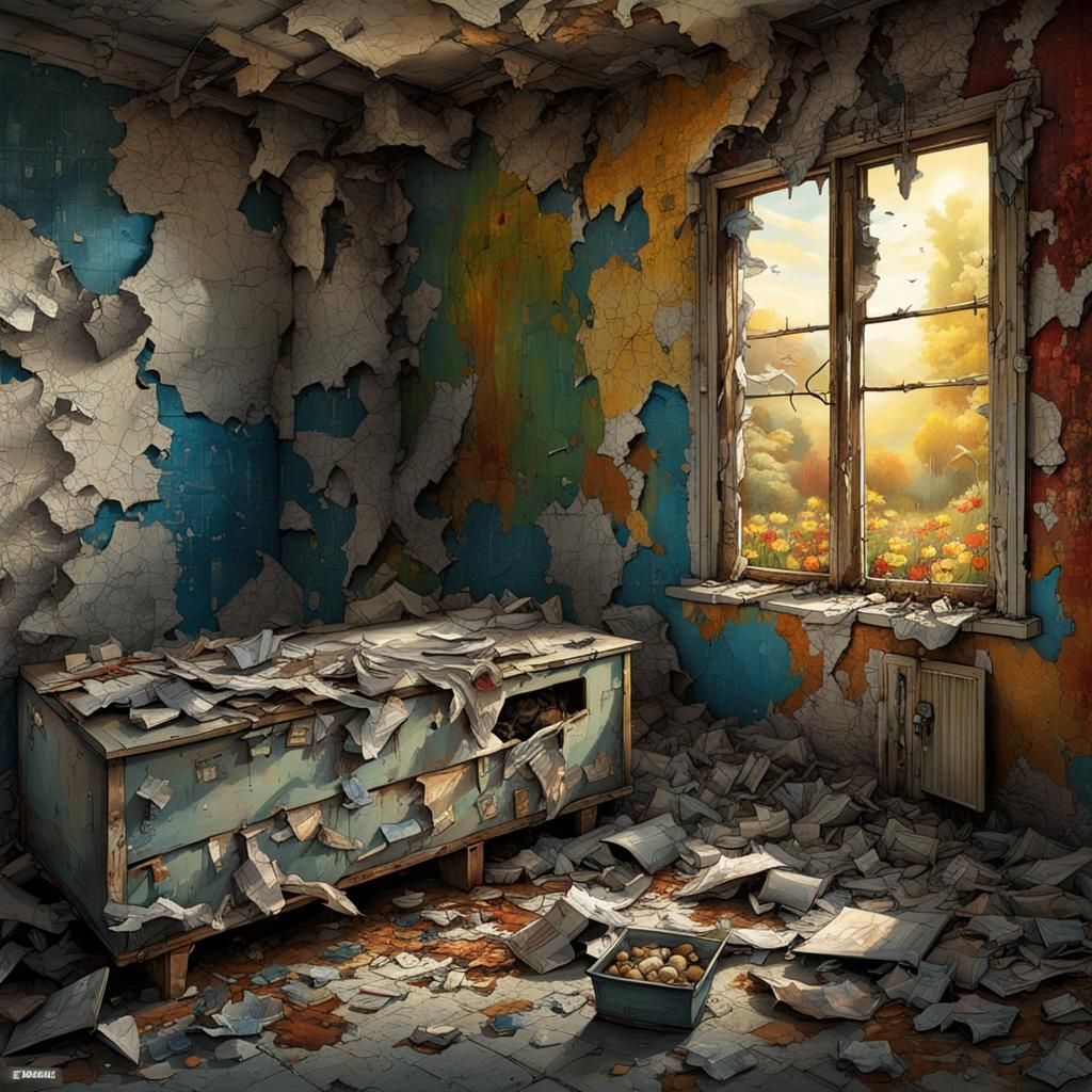 Abandoned Home Painting in Luminism Style