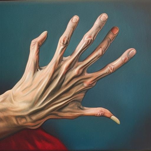 Hyperrealistic Alien Hand Oil Painting