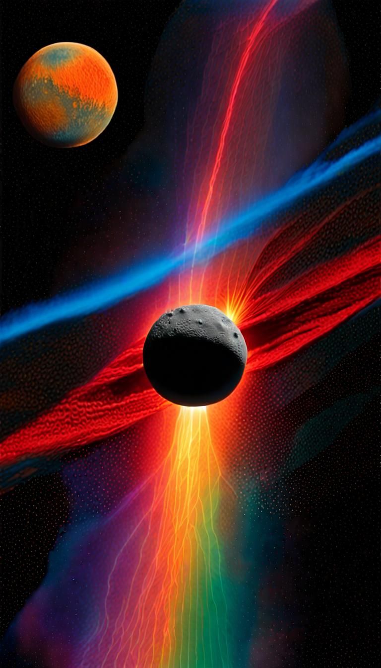 Antimatter Asteroid Explosive Interaction in Psychedelic 3D