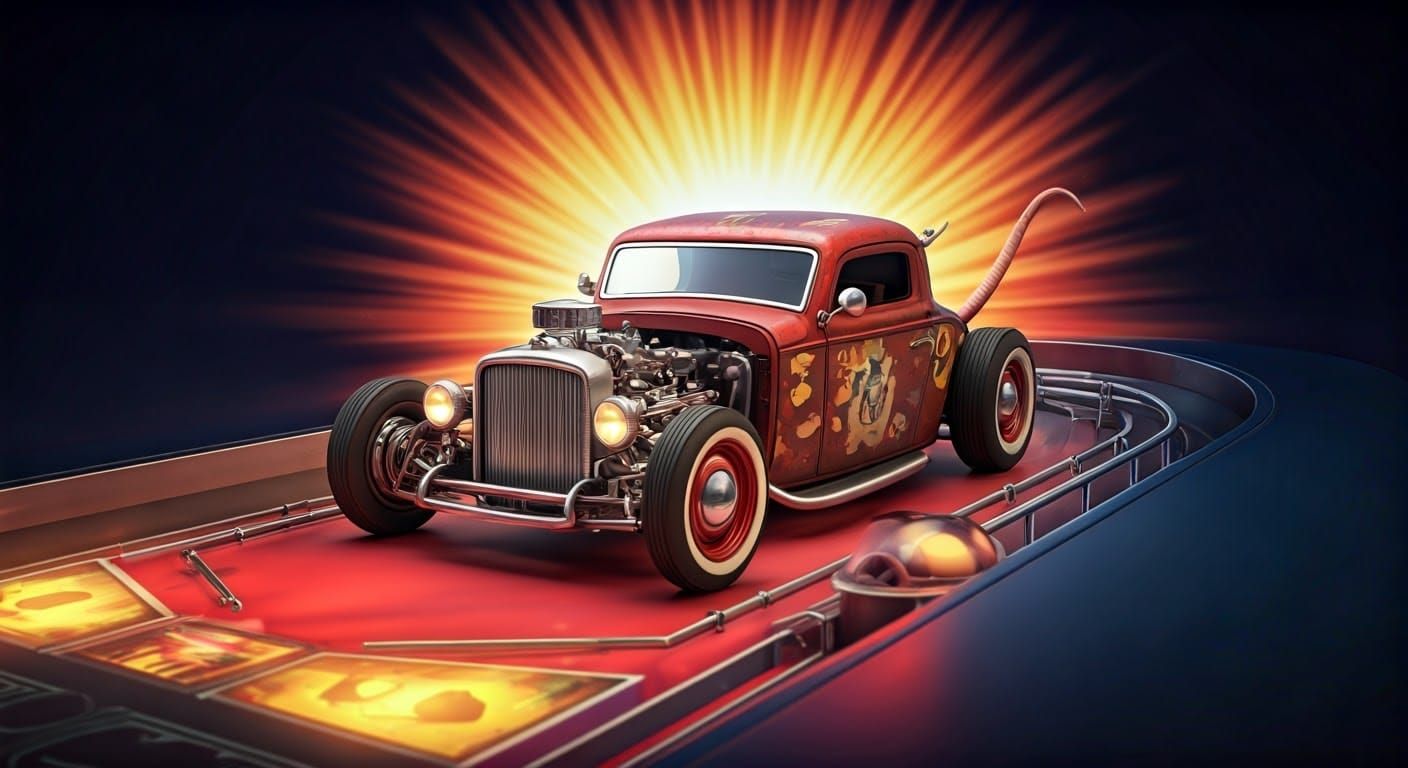 Rat Rod Pinball in a Vast, Colorful Pinball Machine
