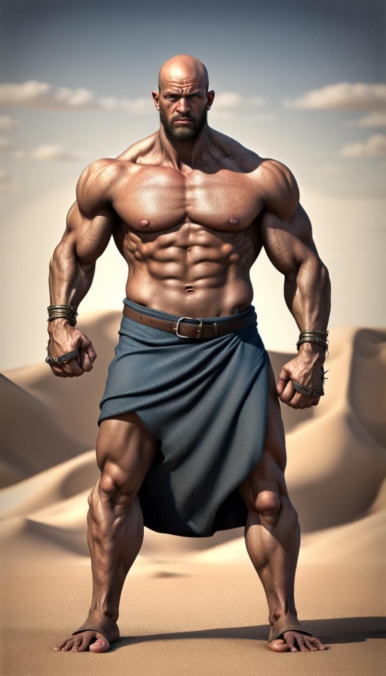 Photorealistic Thug with Crooked Nose in Desert