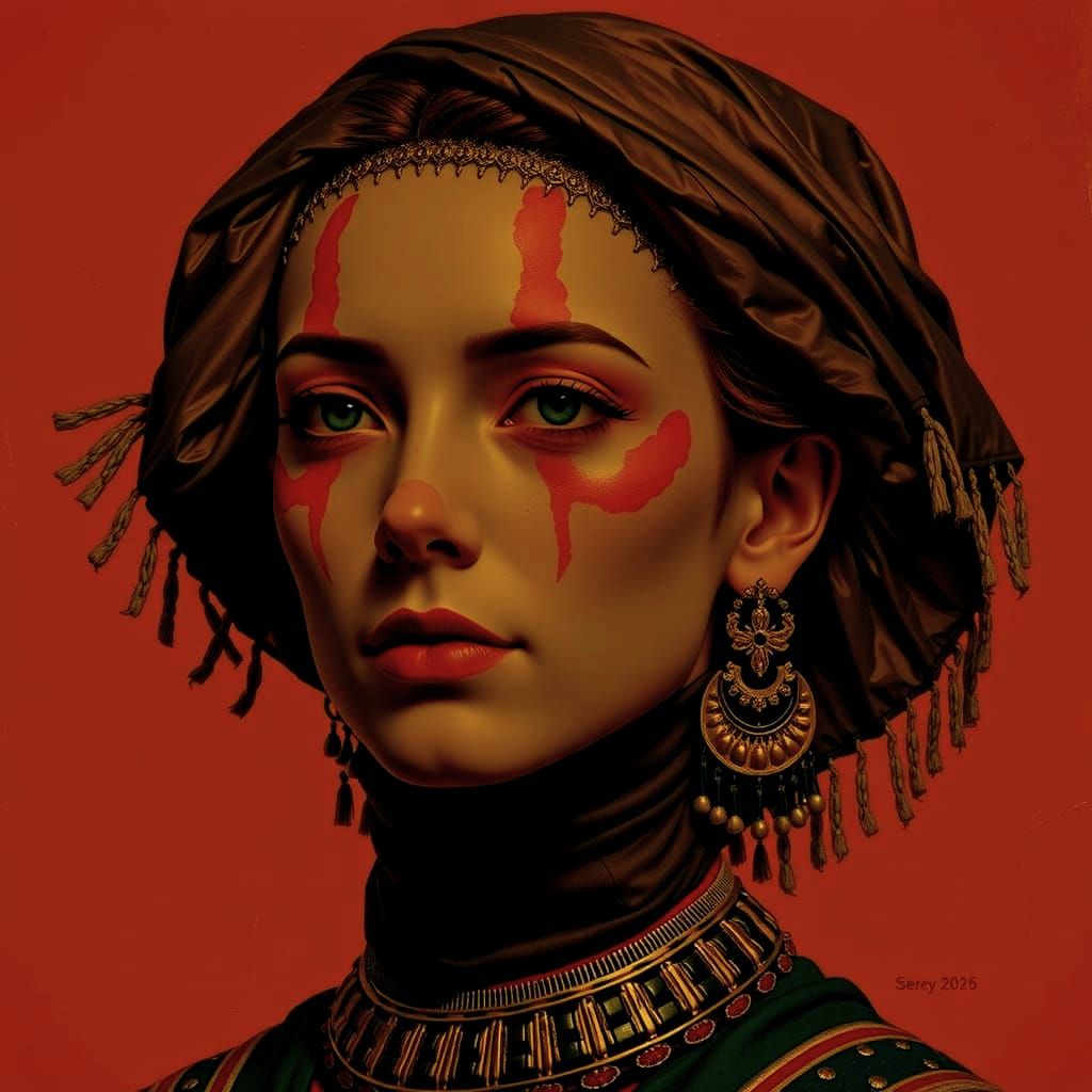 Tutankhamun, Harlequin, Geisha in Red: 8k Masterpiece