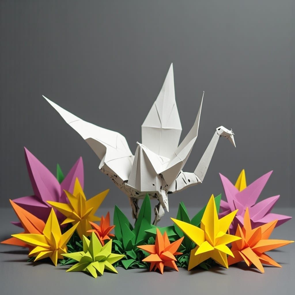 Paper Crane in a Graffiti Apocalypse